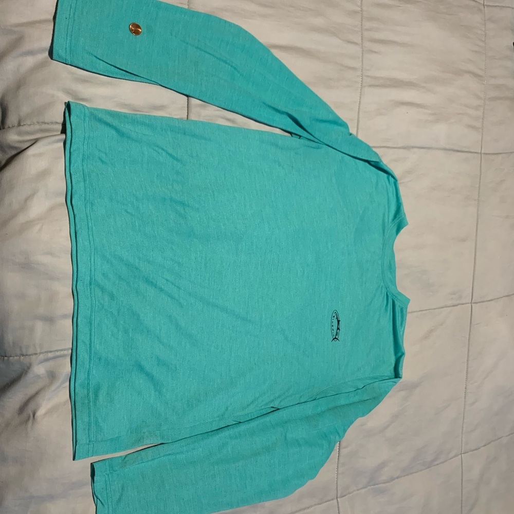 Bluefin USA Logo Aqua Long Sleeve Sun Shirt
